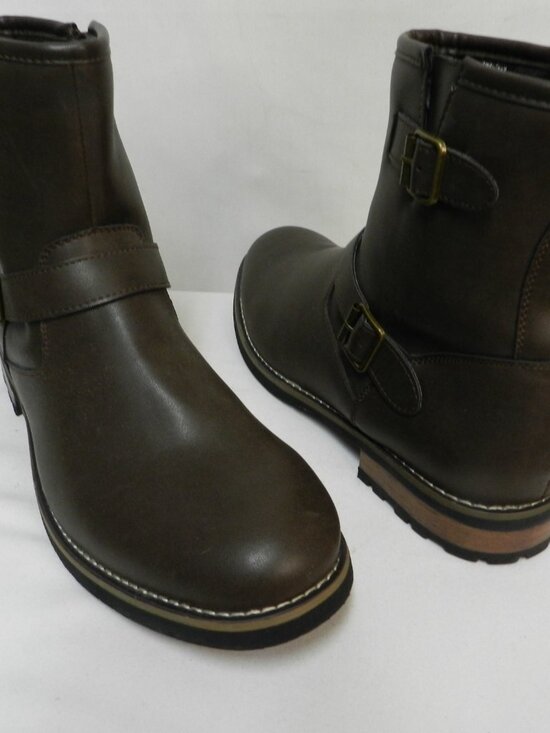 St. John\'s Bay SJB Statham Size 12 NEW brown Faux Leather zip moto boots Ankle main image 4